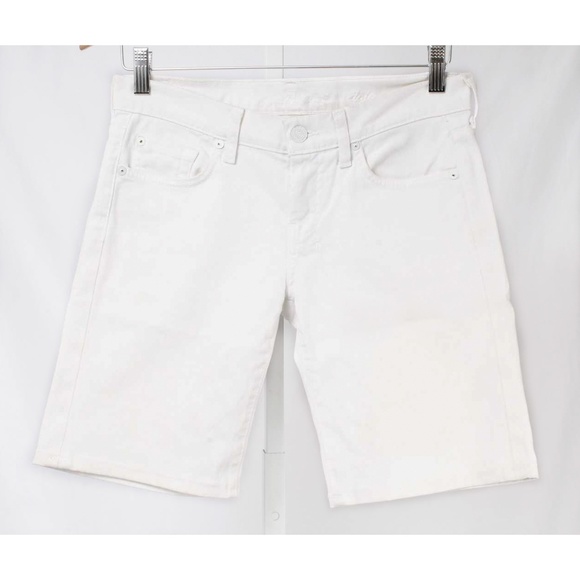 7 For All Mankind White Denim Walking Straight Leg Shorts 7 pockets Size 26 - Picture 2 of 4